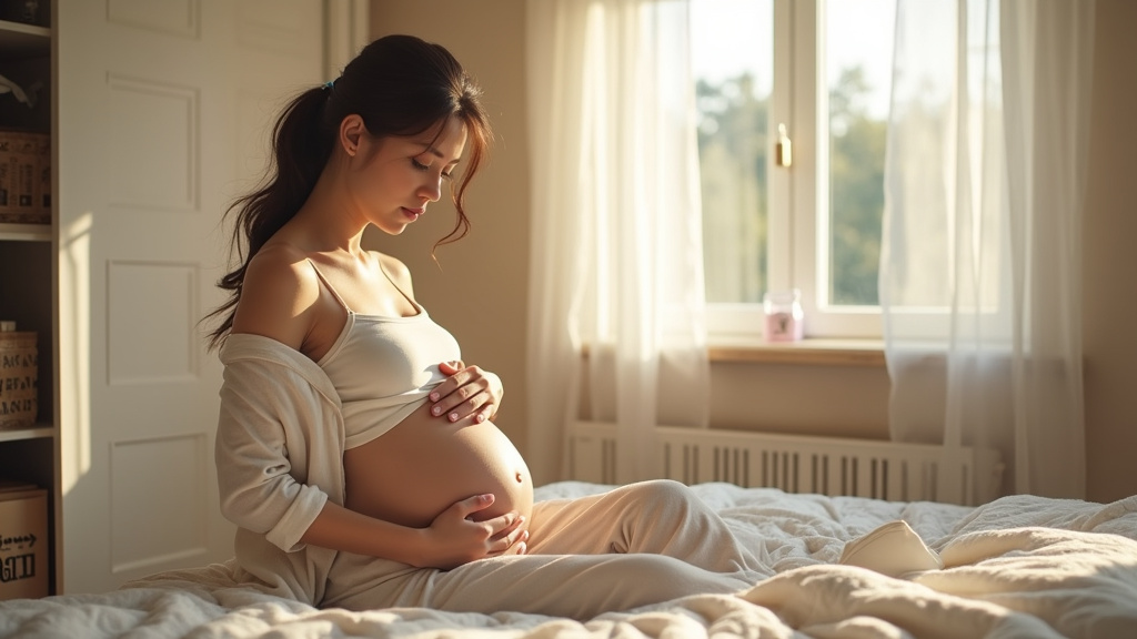Femme enceinte observant les signes avant l'accouchement