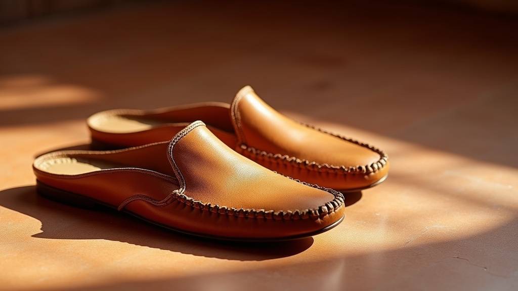 Artisan fabriquant des babouches à la main