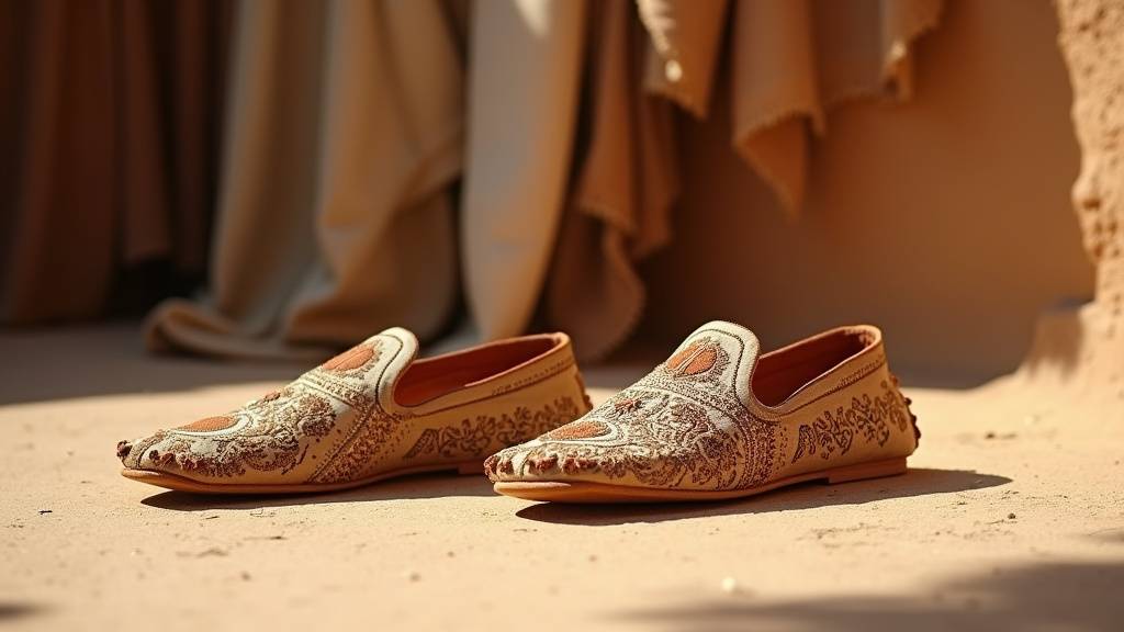 Plusieurs styles de babouches alignés