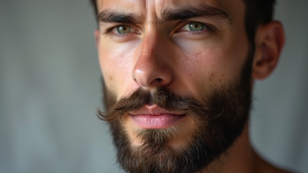 Détail d'un bouc moustache bien connecté