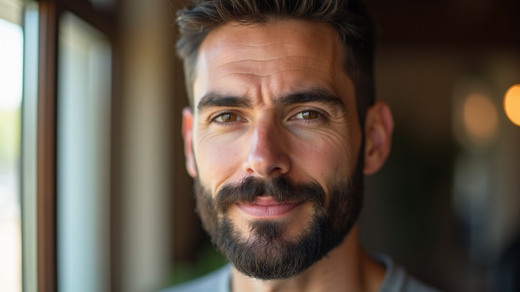 Homme avec un bouc moustache bien taillé