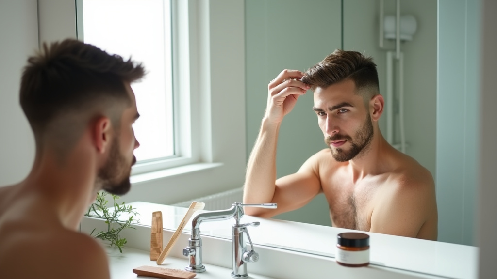 Homme utilisant une cire coiffante pour styliser ses cheveux