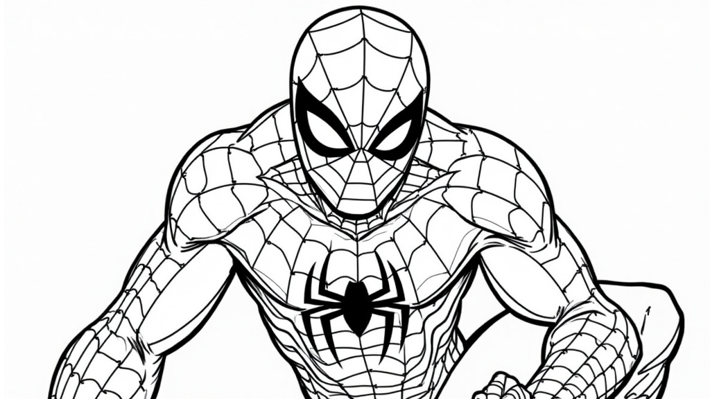 Enfant coloriant un dessin de Spider-Man avec concentration