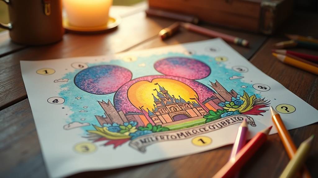 Exemple de coloriage magique Disney en cours de réalisation