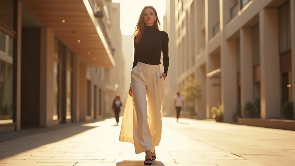 Pantalon palazzo à taille haute avec un haut ajusté