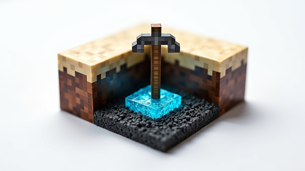 Schéma illustrant la technique du strip mining dans Minecraft