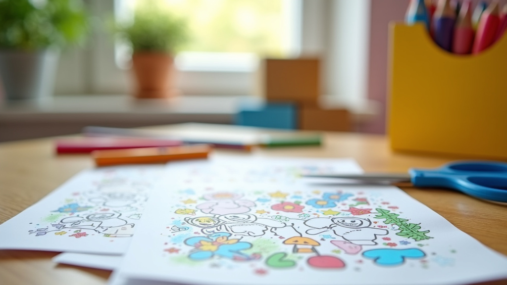 Enfant coloriant des dessins imprimés à la maison