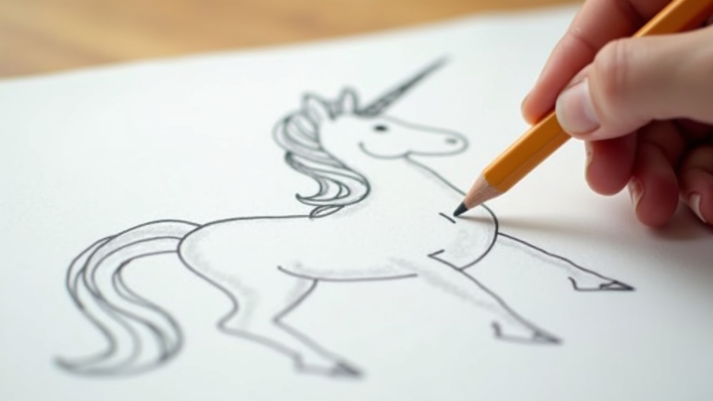 Licorne dessinée avec des techniques de base