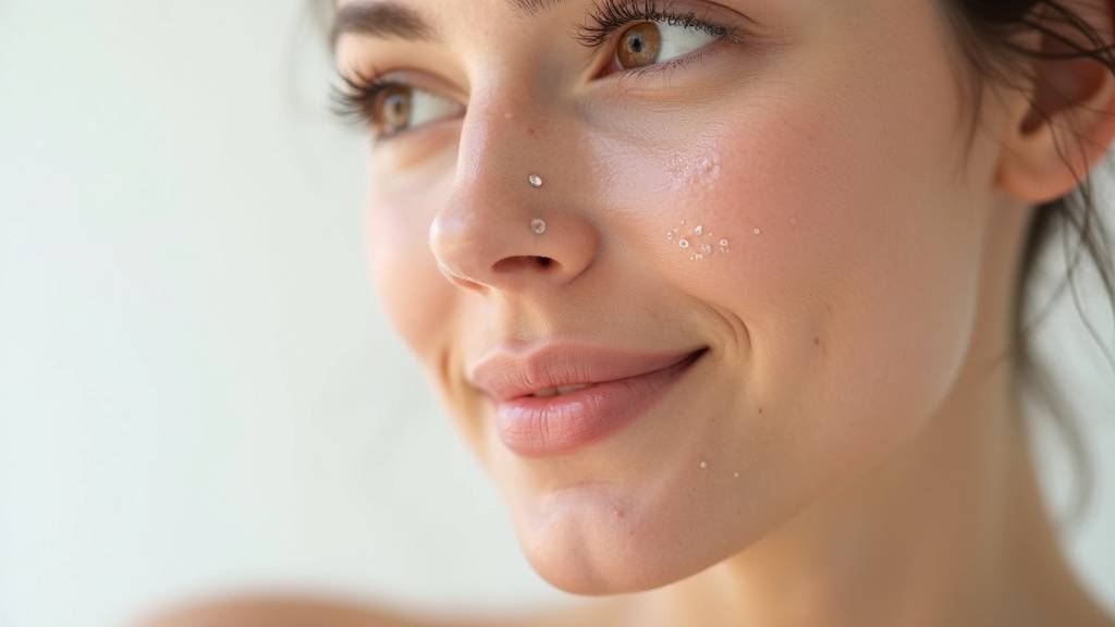 Femme se regardant dans le miroir avant épilation du visage
