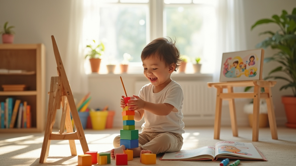 Enfant de 3 ans jouant à l'extérieur avec d'autres enfants