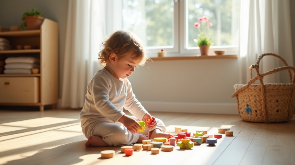 Environnement Montessori avec un enfant manipulant du matériel pédagogique