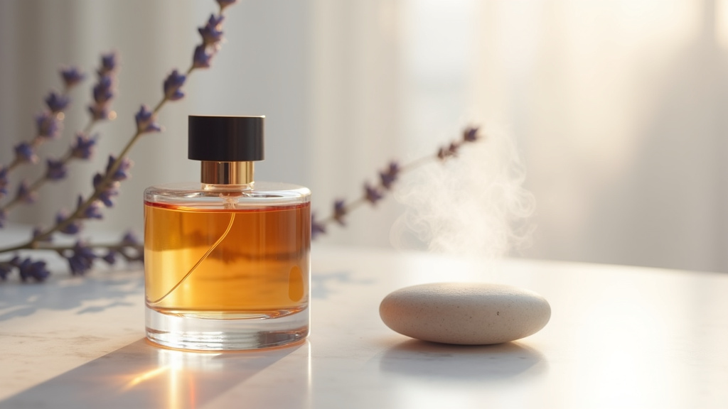 Gamme complète des parfums Olfazeta disposée artistiquement