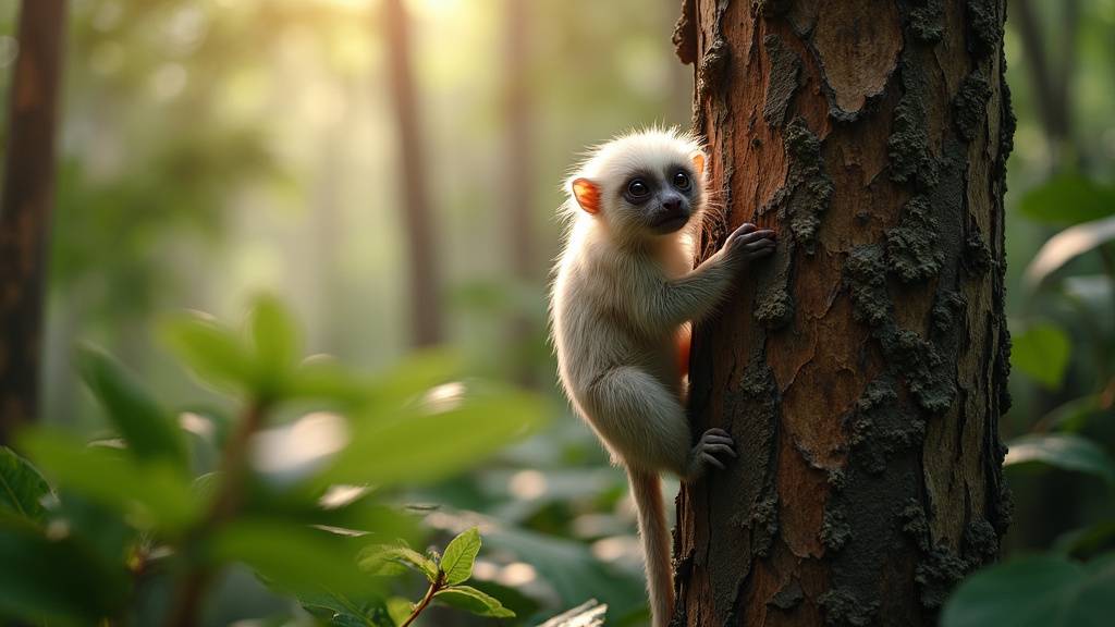 Ouistiti mangeant des fruits