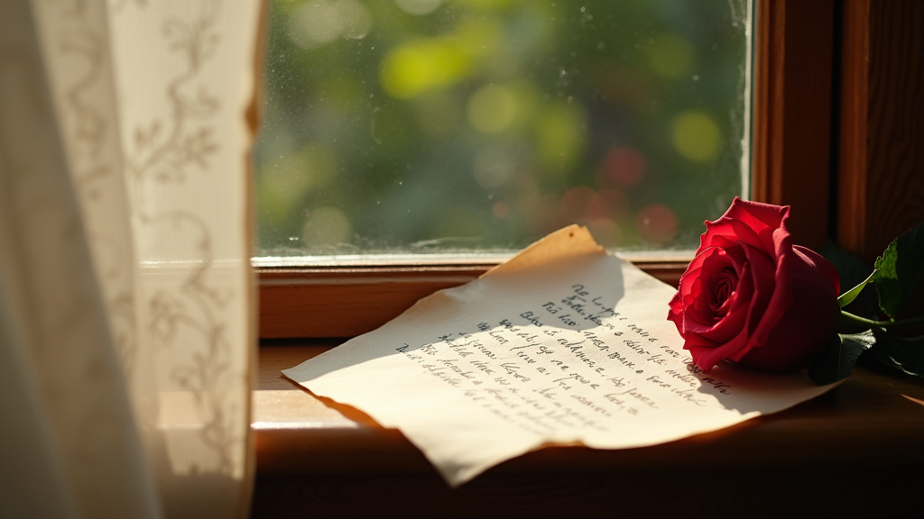Poème d'amour écrit à la main sur un papier ancien