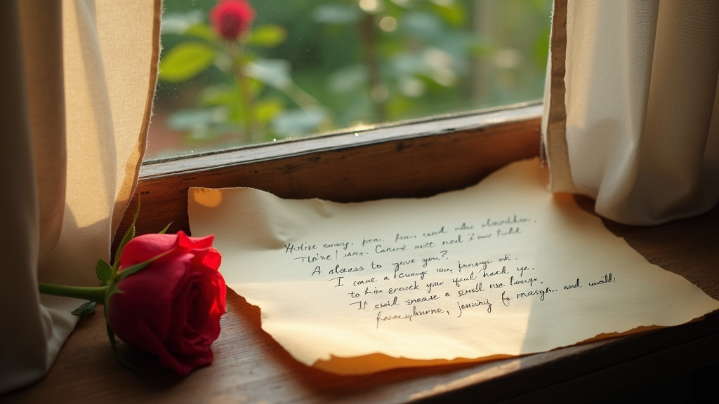 Main tenant un poème d'amour écrit à l'encre bleue