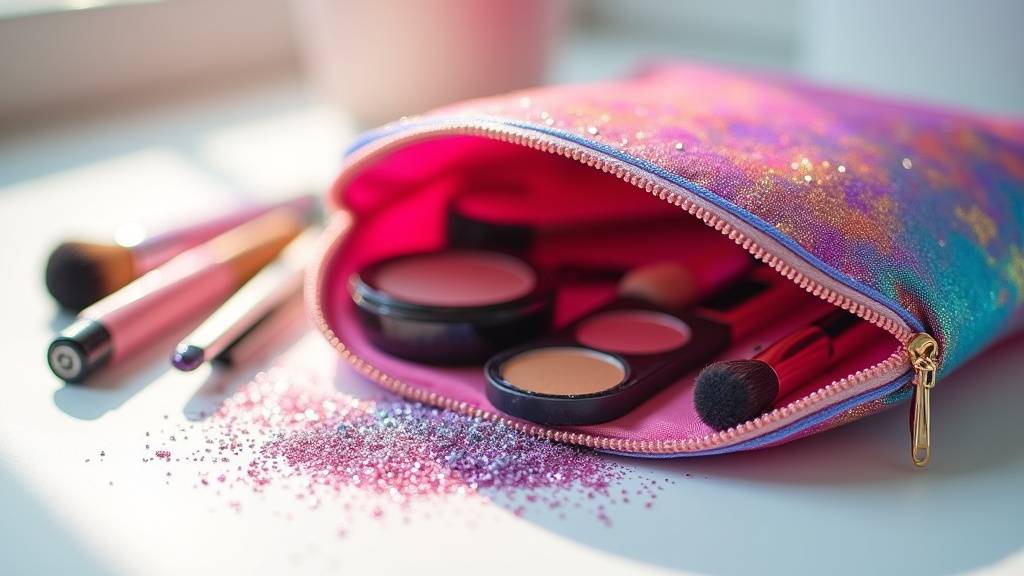 Trousse à paillettes utilisée pour le maquillage